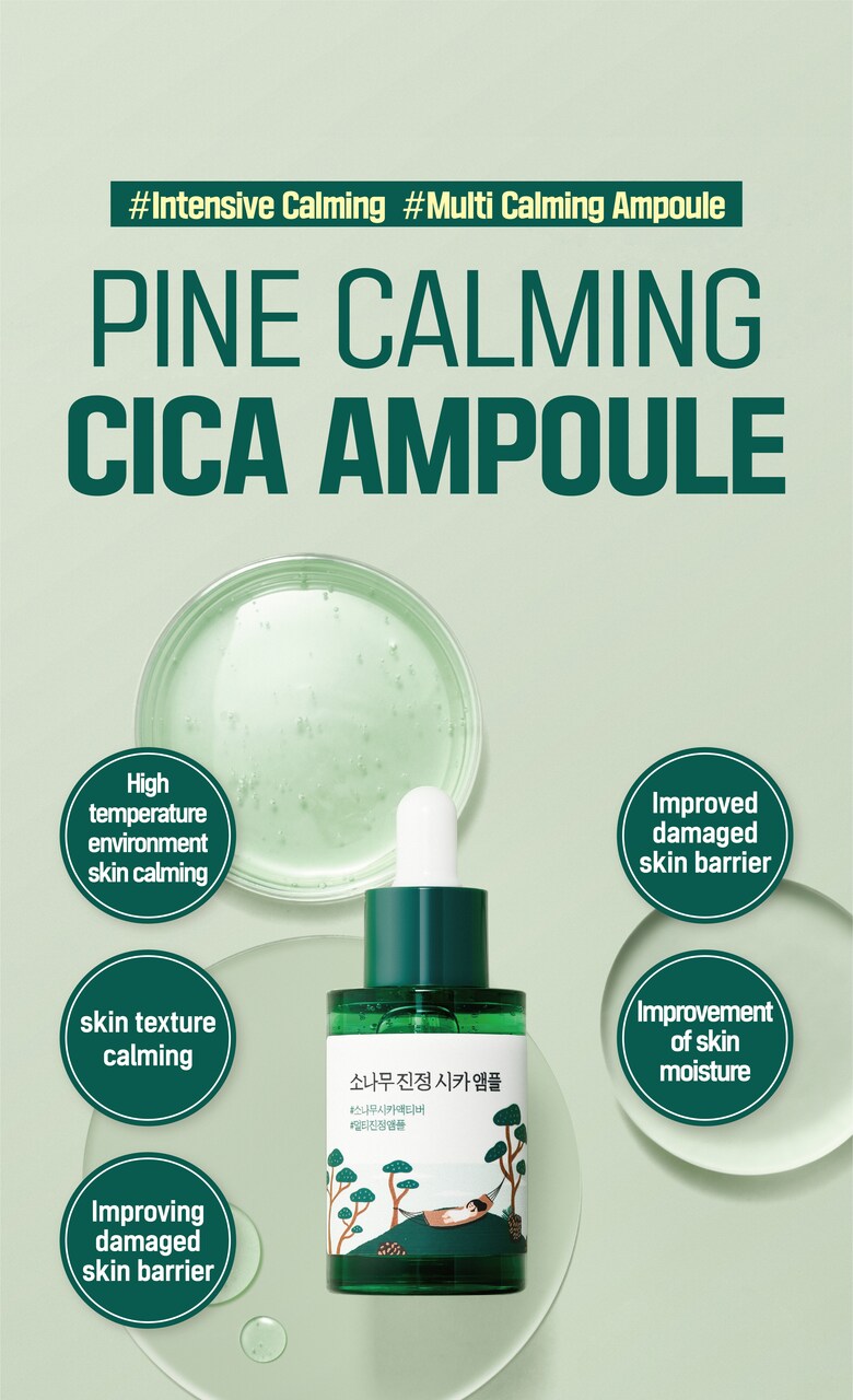 ROUND LAB Pine Calming Cica Ampoule 30ml key benefits