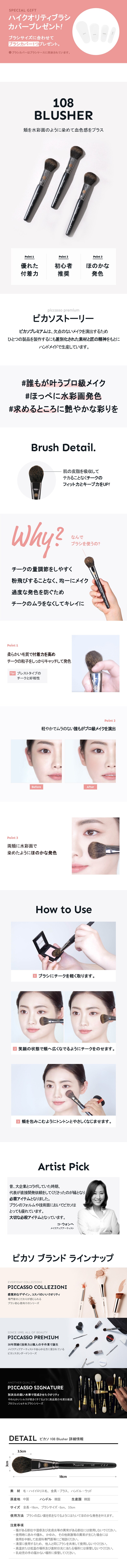 Palsma Picasso フェイスブラシ 赤・黒 （Piccasso 生気創造108